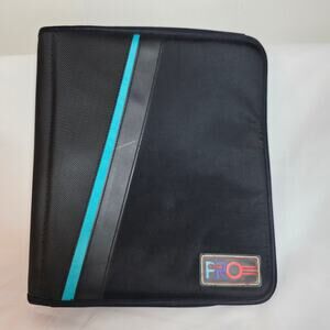Pen-Tab Pro Zippered Organizer Binder Black 3-Ring Vintage 90's School Office